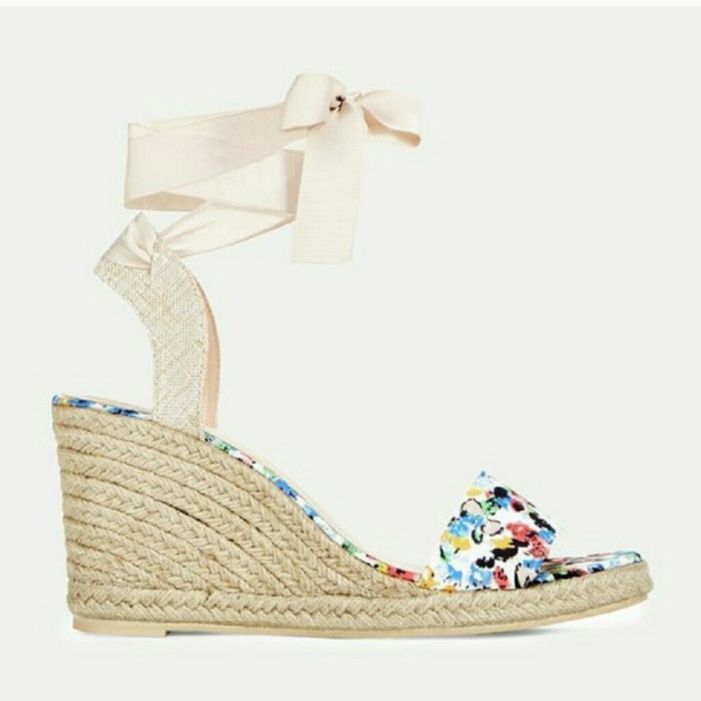 NWOB Just Fab Floral Espadrille Wedges Sz 11